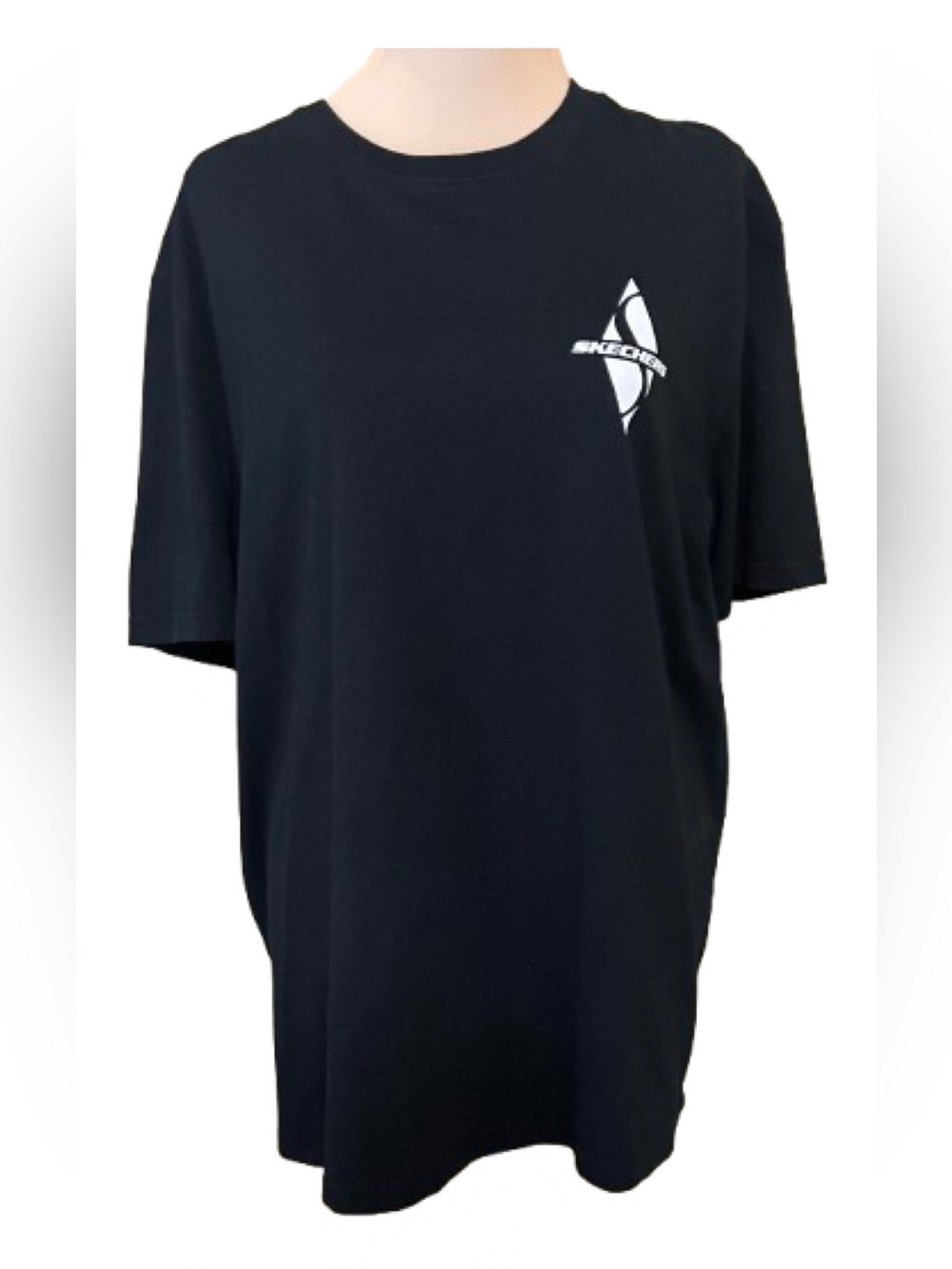 Skechers XL Black Short-Sleeve Tee with White Chest Logo Lounge Minimalist